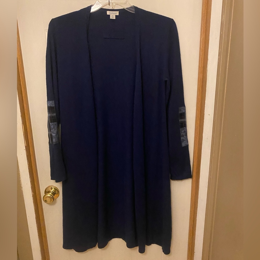 Sundance Unseen Beauty Navy Duster Elbow Patches Merino Wool/Alpaca